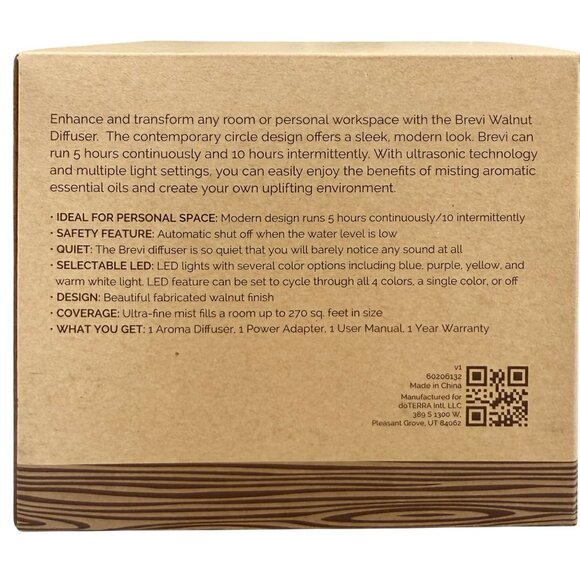 New DoTERRA Brevi Aroma Diffuser Walnut Design Ultrasonic LED Mist Aromatherapy - Picture 4 of 4